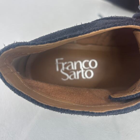 Franco Sarto Boots Size 6.5 Blue Suede Percy Chukka Ankle Bootie Leather Lace Up - Picture 5 of 8